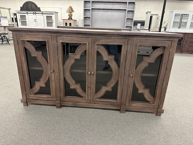 Brocade 4/Door Console W/Glass
