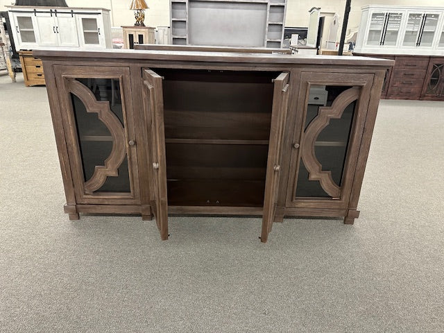 Brocade 4/Door Console W/Glass