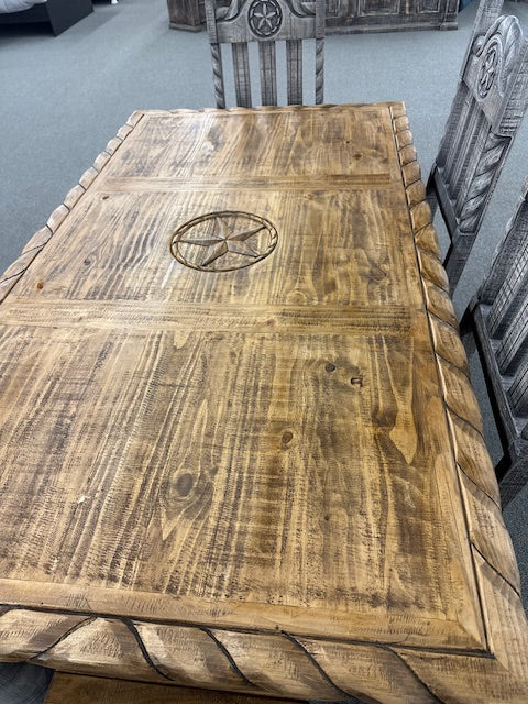 NTRX-MES141-PTC 6ft Dining Table W/Rope & Stars.