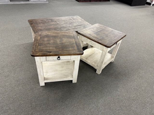 WWP-2139-FI-J White Wheat Cocktail Table & 2 End Tables