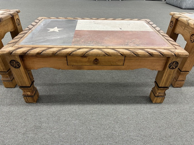 Stone Texas Flag Occasional Set (Light Finish)