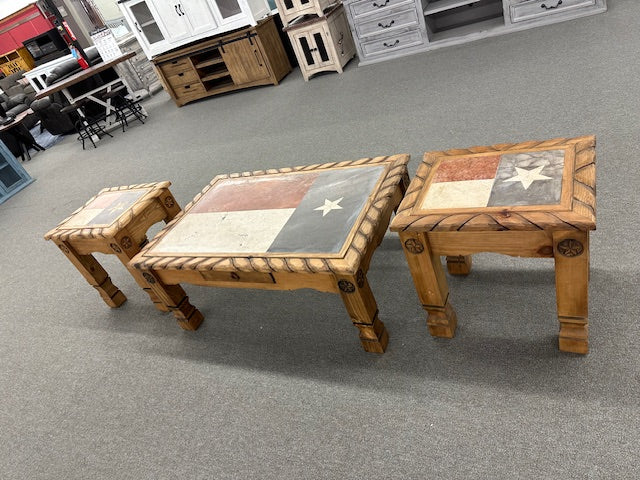 Stone Texas Flag Occasional Set (Light Finish)