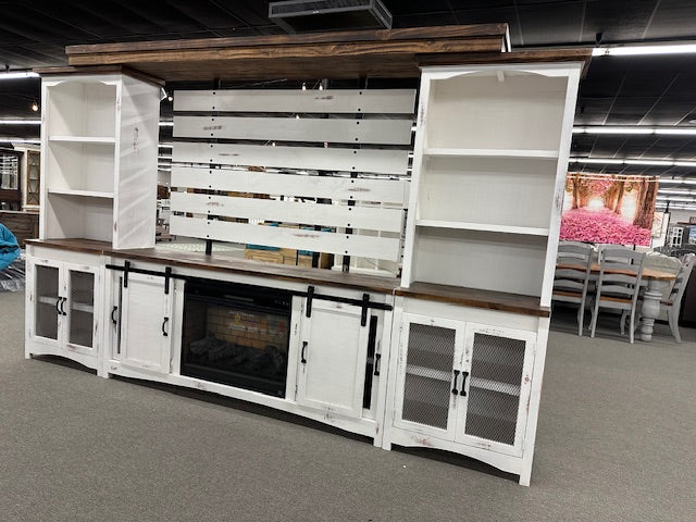 WDA-253 5PC Entertainment Wall Unit W/Fireplace (White)