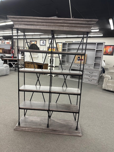 LN-LIB691-66-PTC 55in Wood & Iron Bookcase