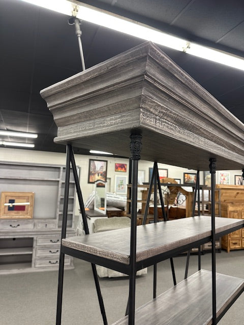 LN-LIB691-66-PTC 55in Wood & Iron Bookcase