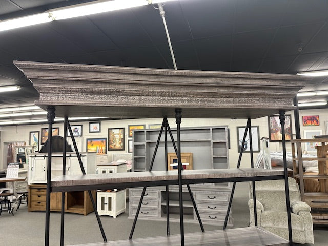 LN-LIB691-66-PTC 55in Wood & Iron Bookcase