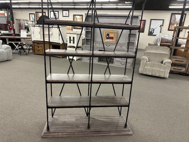 LN-LIB691-66-PTC 55in Wood & Iron Bookcase