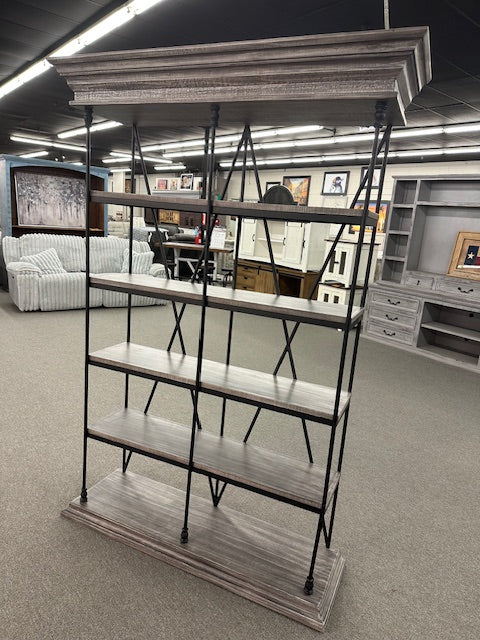 LN-LIB691-66-PTC 55in Wood & Iron Bookcase