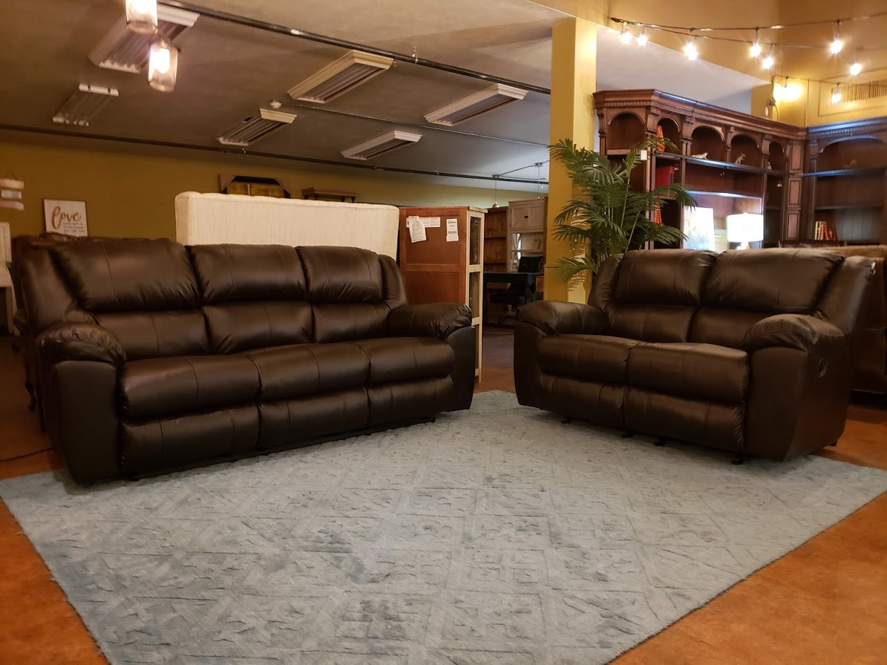 502 FI-CnJ Sofa w/3 Recliners & Drop Down Table and Rocking Loveseat