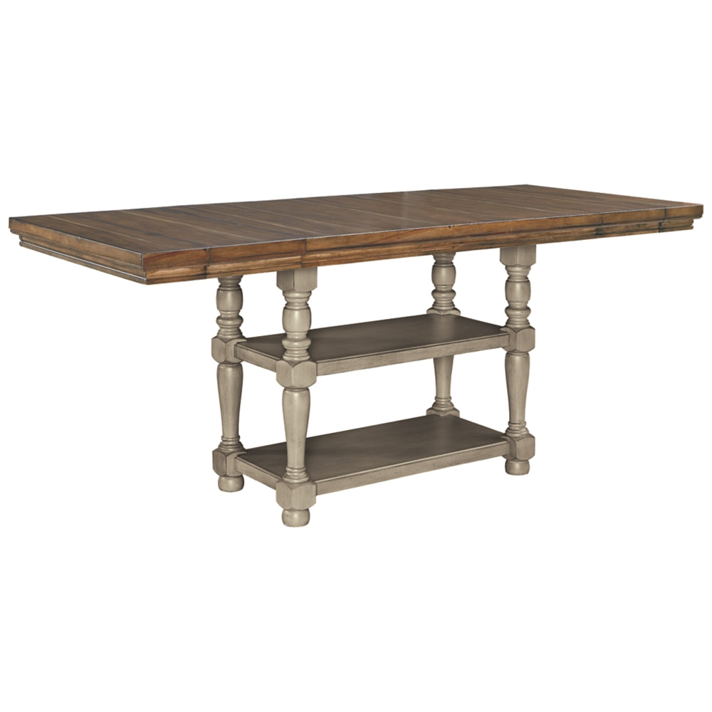 D844 FI-A Rectangular Counter Extension Table w/ Bench and 4 Barstools