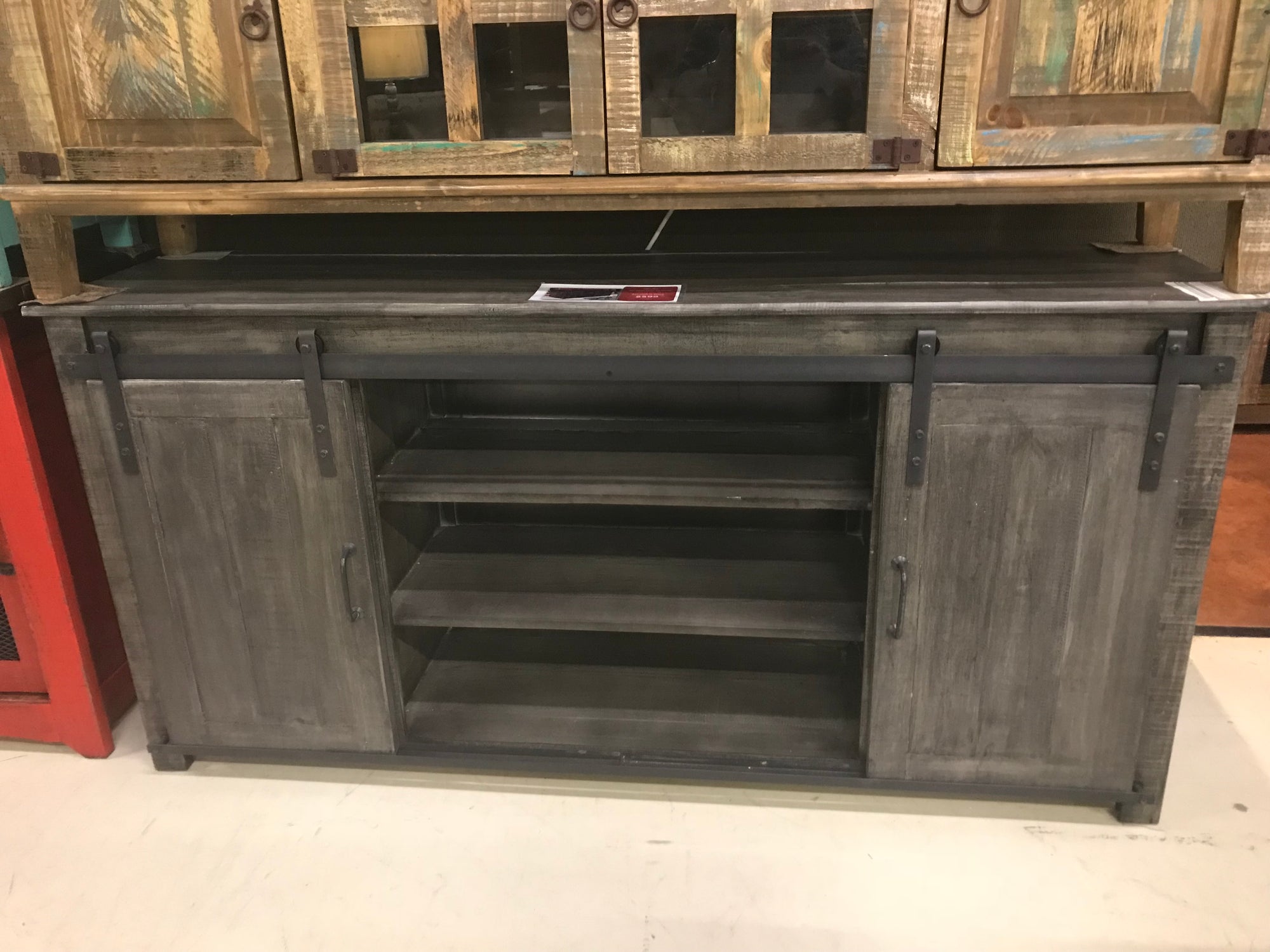 70GlidFI  70" Glide Door TV Stand Weathered
