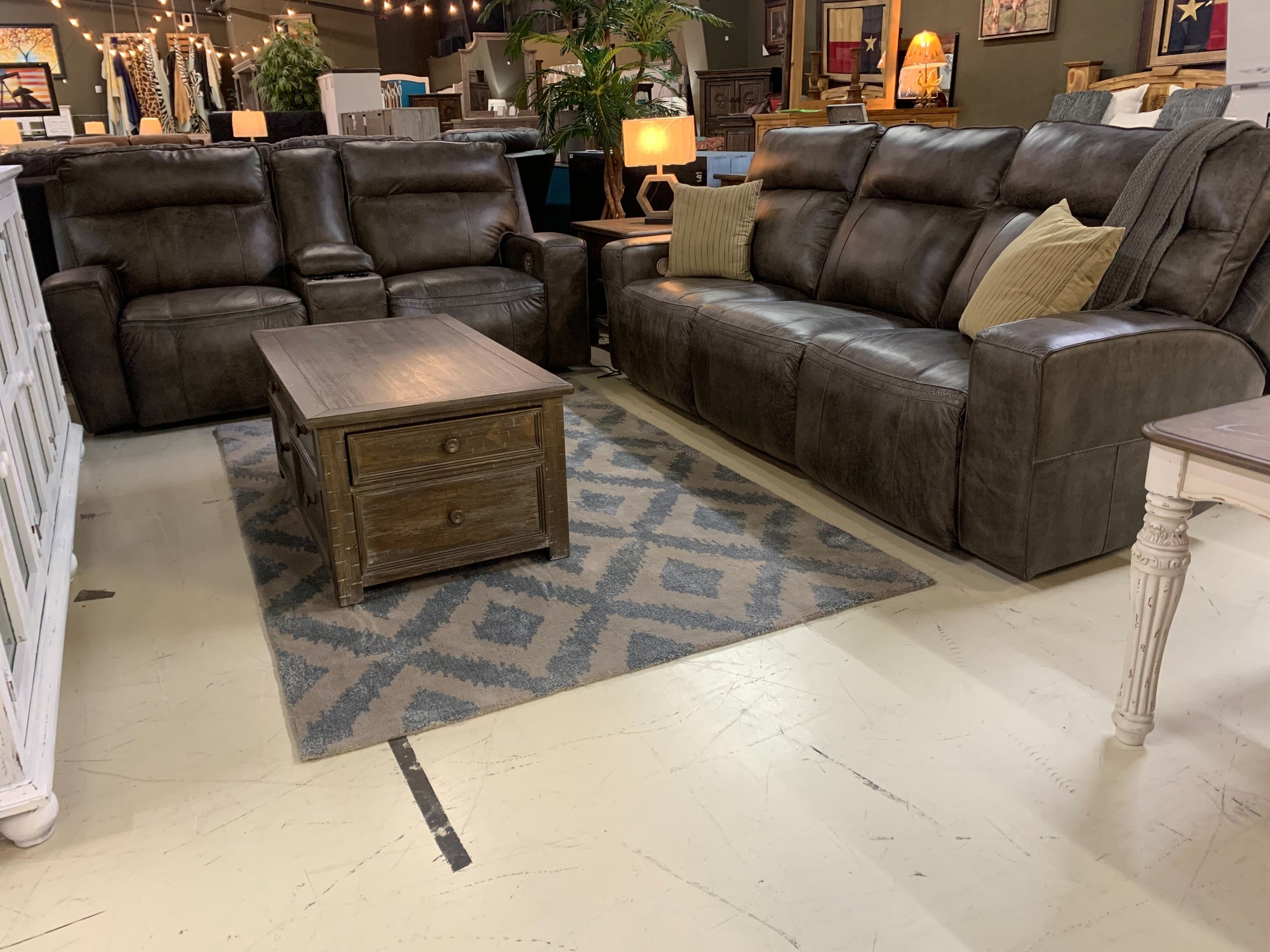 U263 FI-A Leather Powered Recline Sofa and Loveseat
