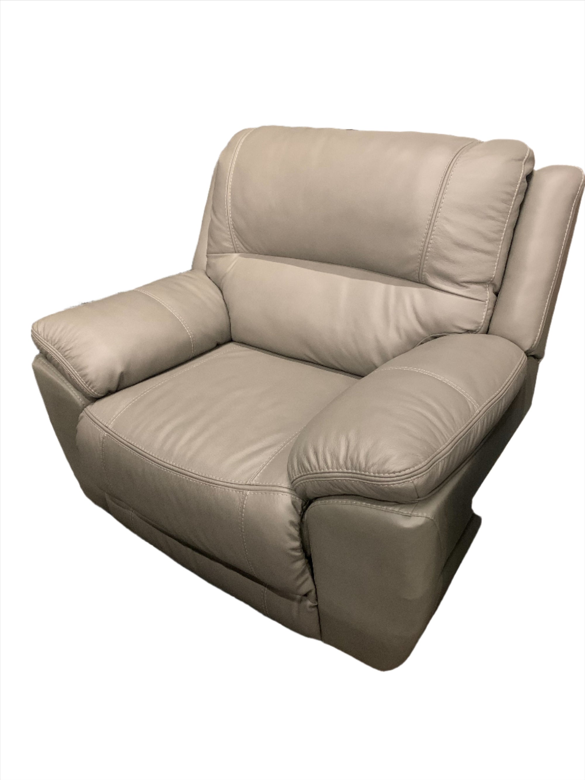 U827 FI-A Zero Wall, Leather Recliner w/ Adjustable Headrest and an Extended Ottoman