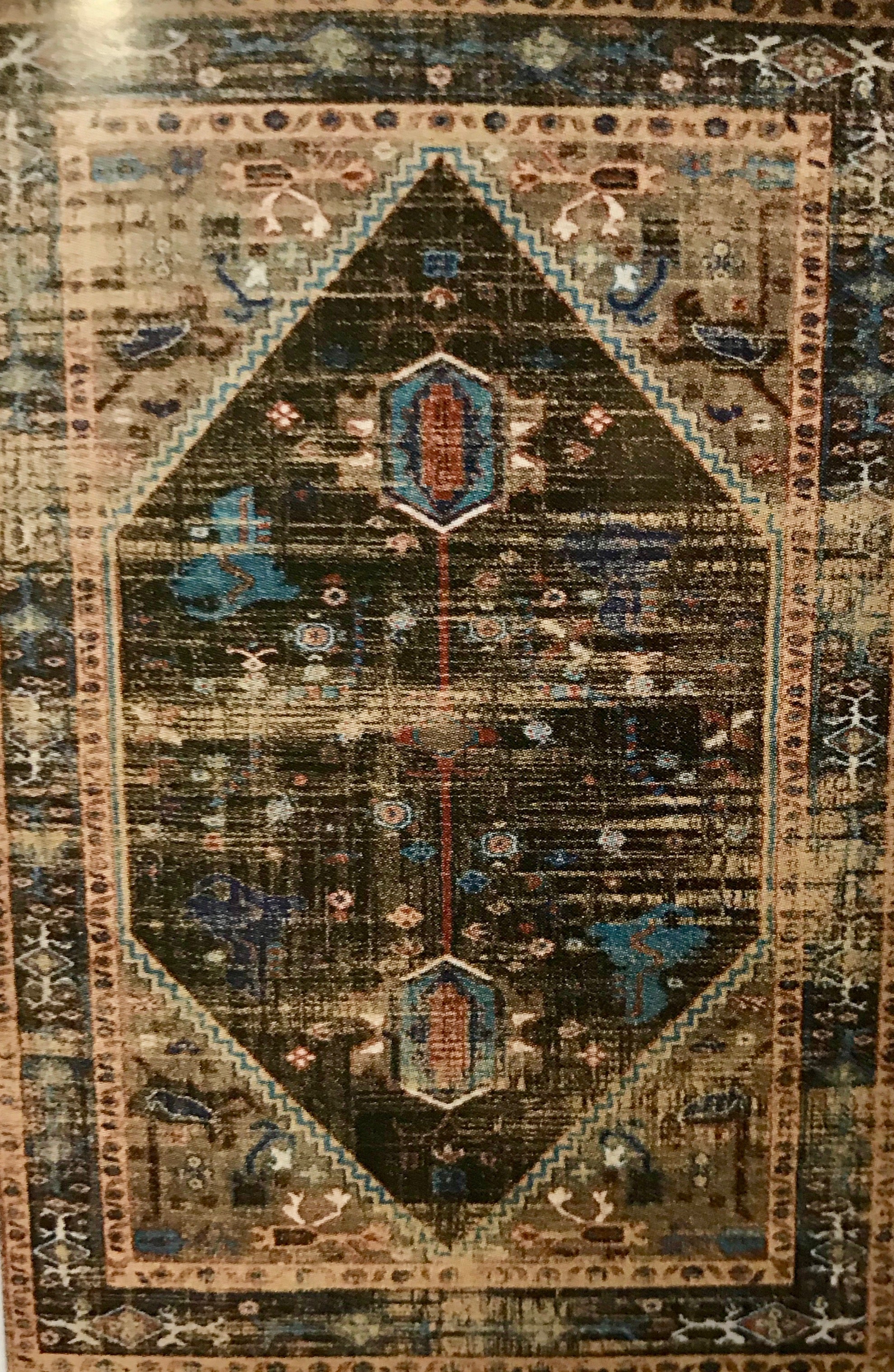 SE2968FIP Serape Aztec Brown and Blue Rug  5 x 7