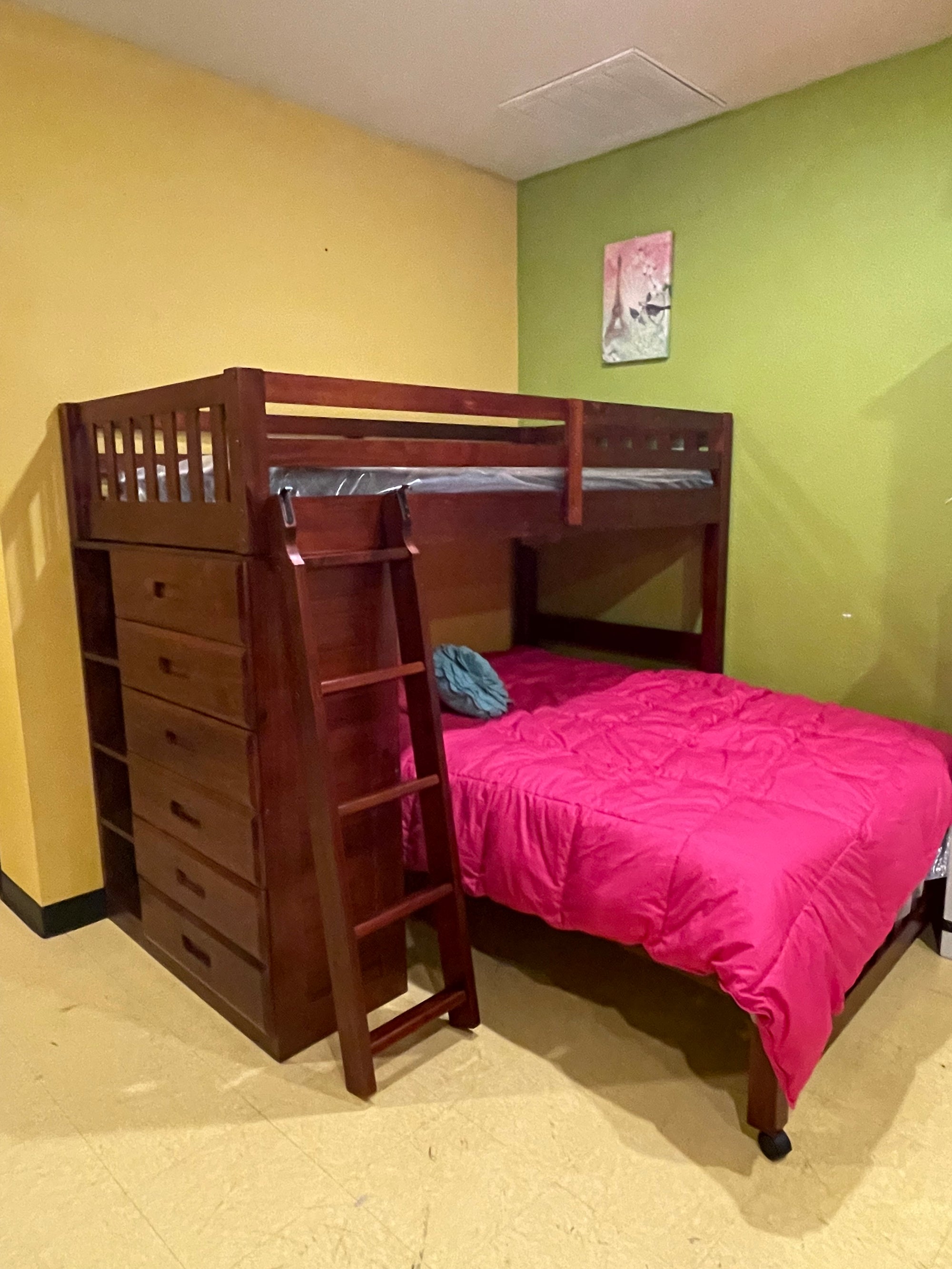 3916-TFM FI-D Twin/Full Loft Bed with Storage & Bookcase