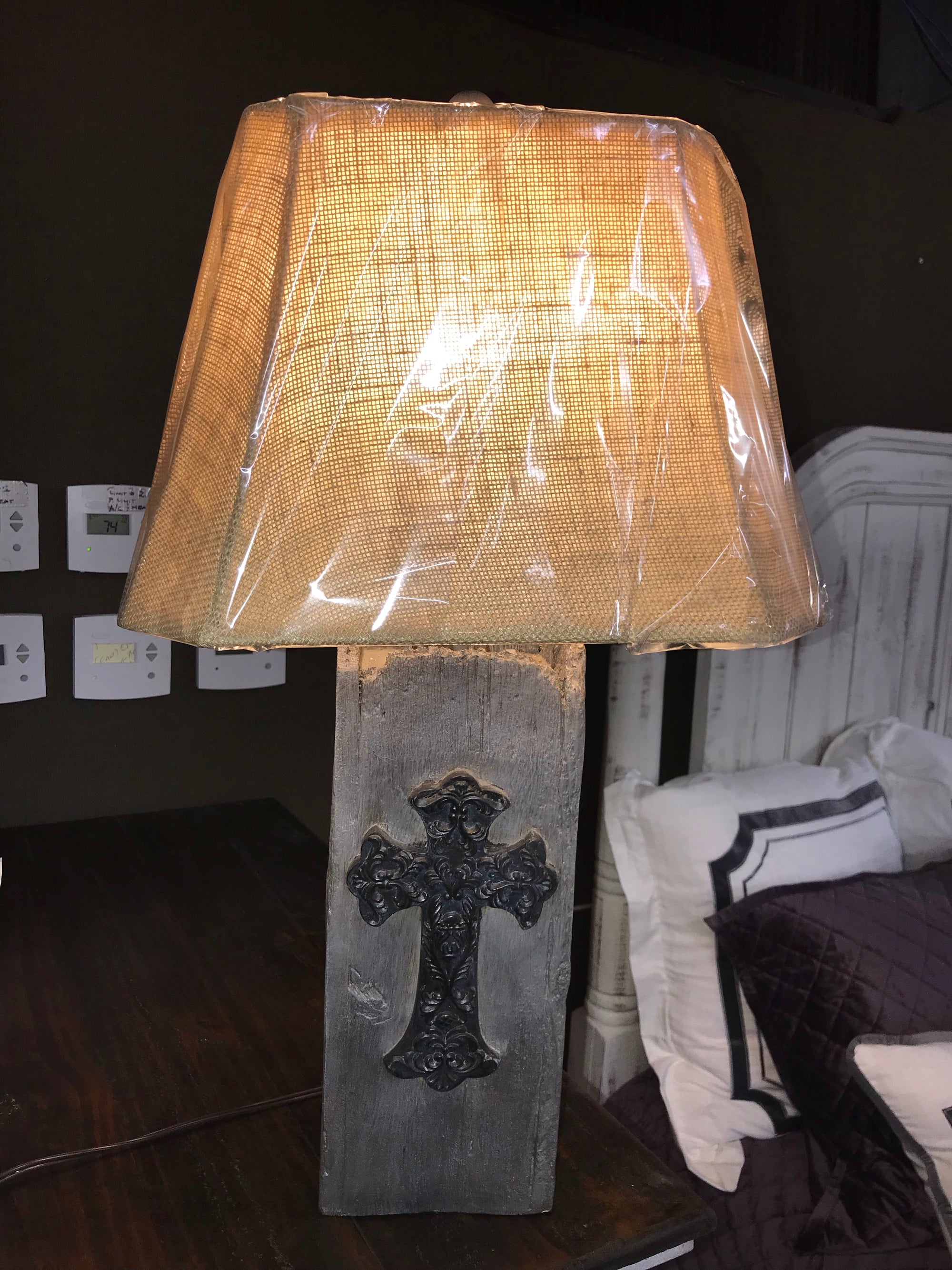 Lamp Black Cross on Gray