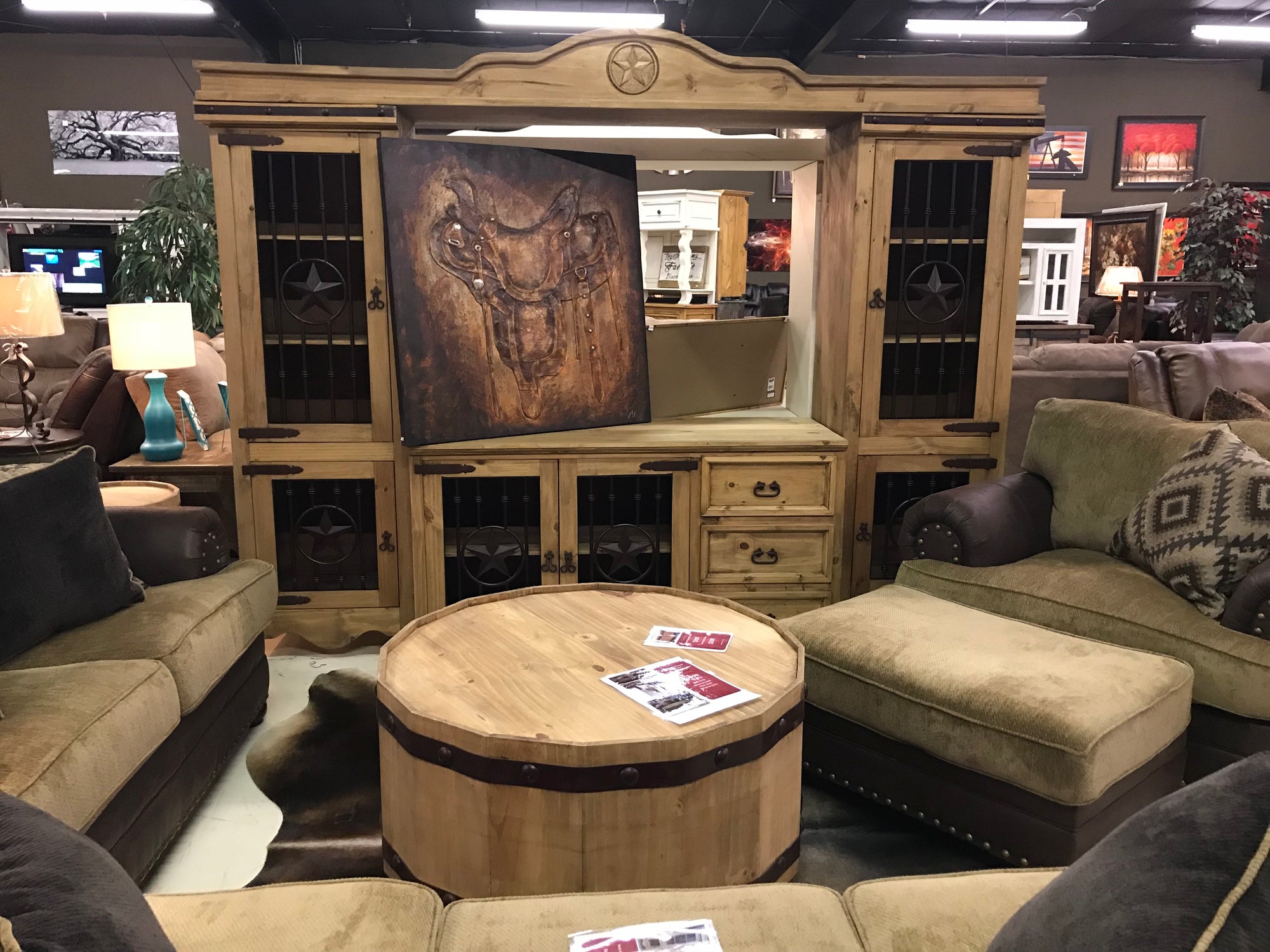 544 FI Stars and Bars TV Entertainment Center Natural