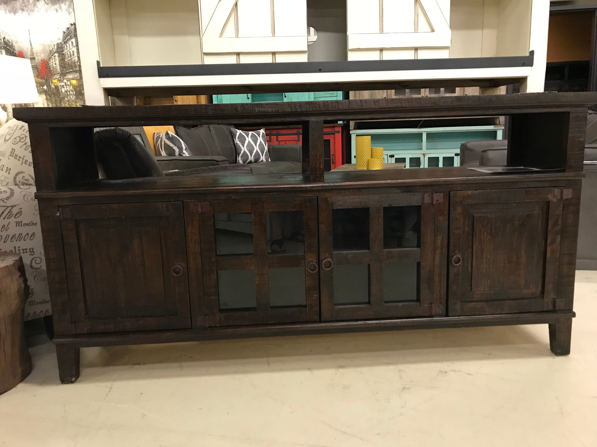 Com19FI 72" TV Entertainment Stand Dark Brown
