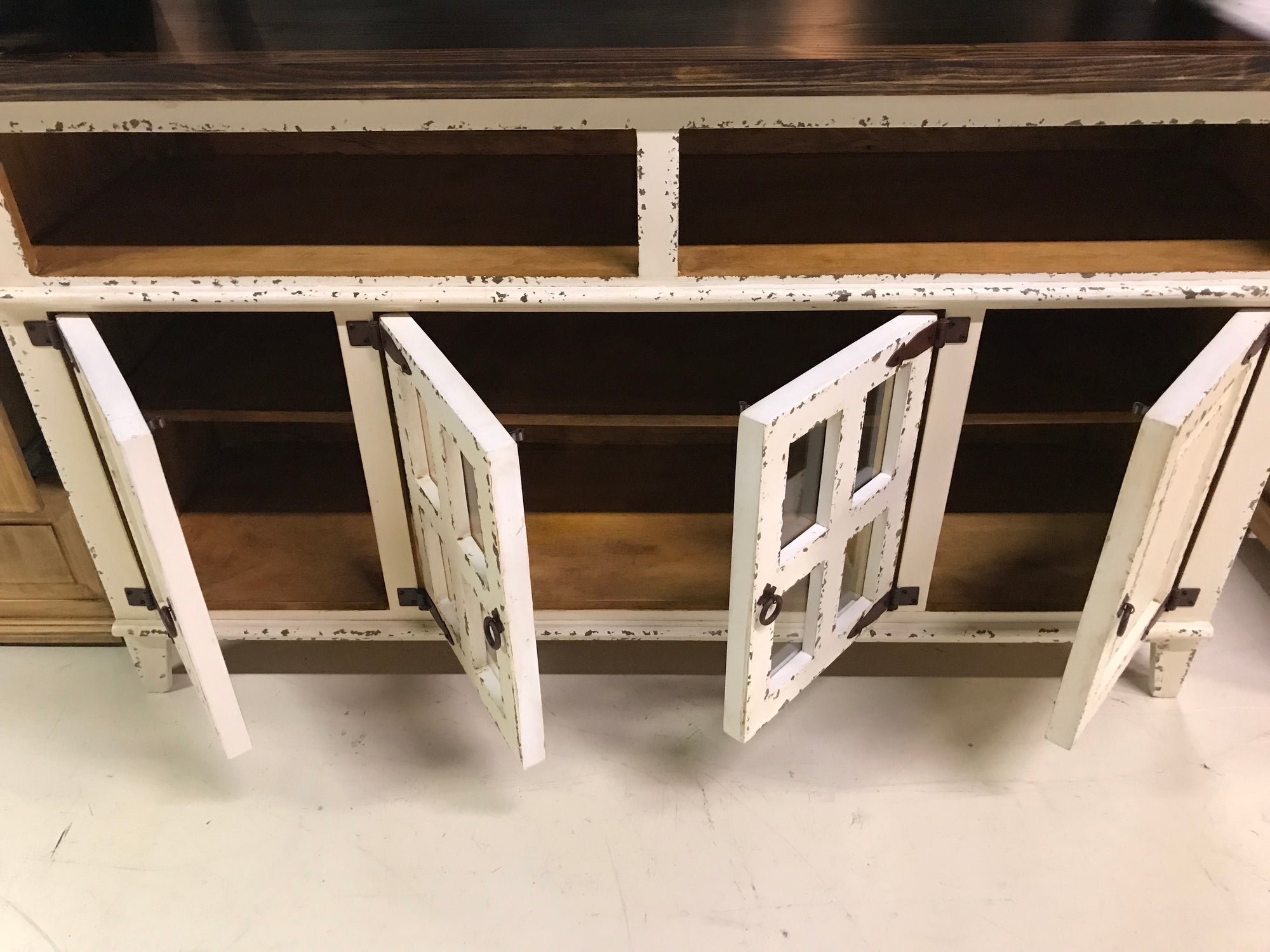 10-2-58-68FI Antique White 4 Door TV Stand