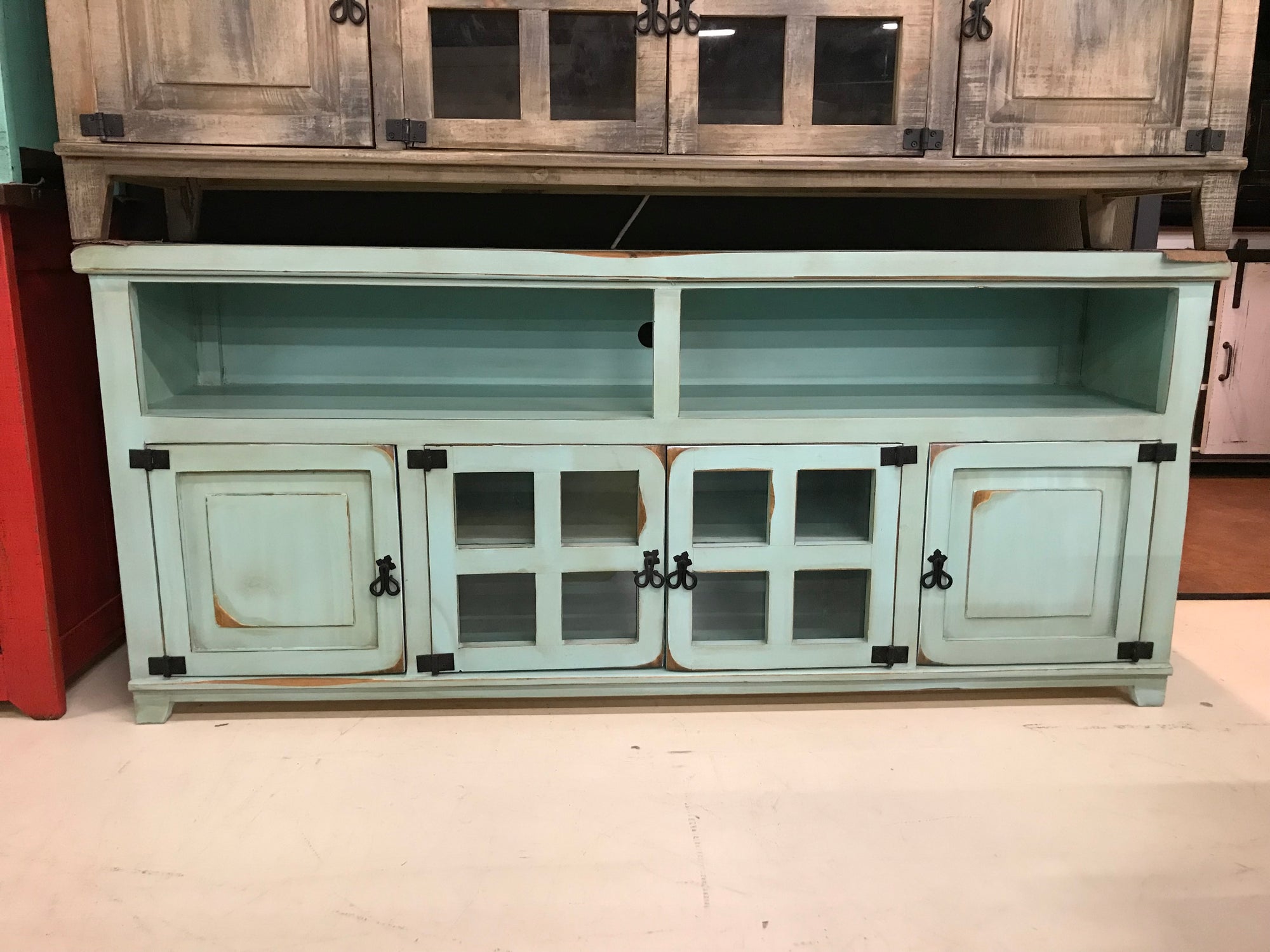 Com19FI 72" TV Entertainment Stand Antique Teal