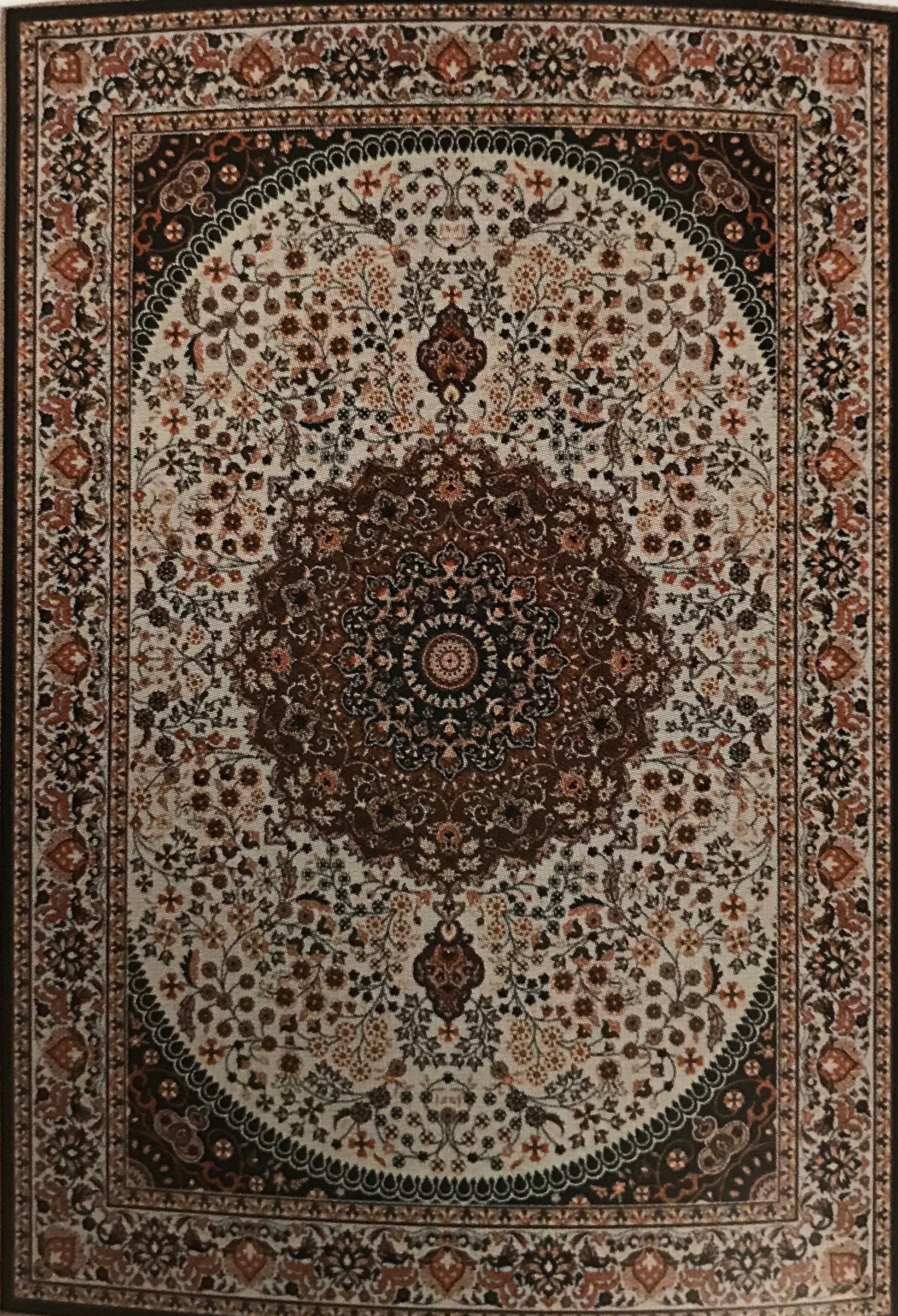 EM1368FIA Emerald Cream and Copper Rug 5x7
