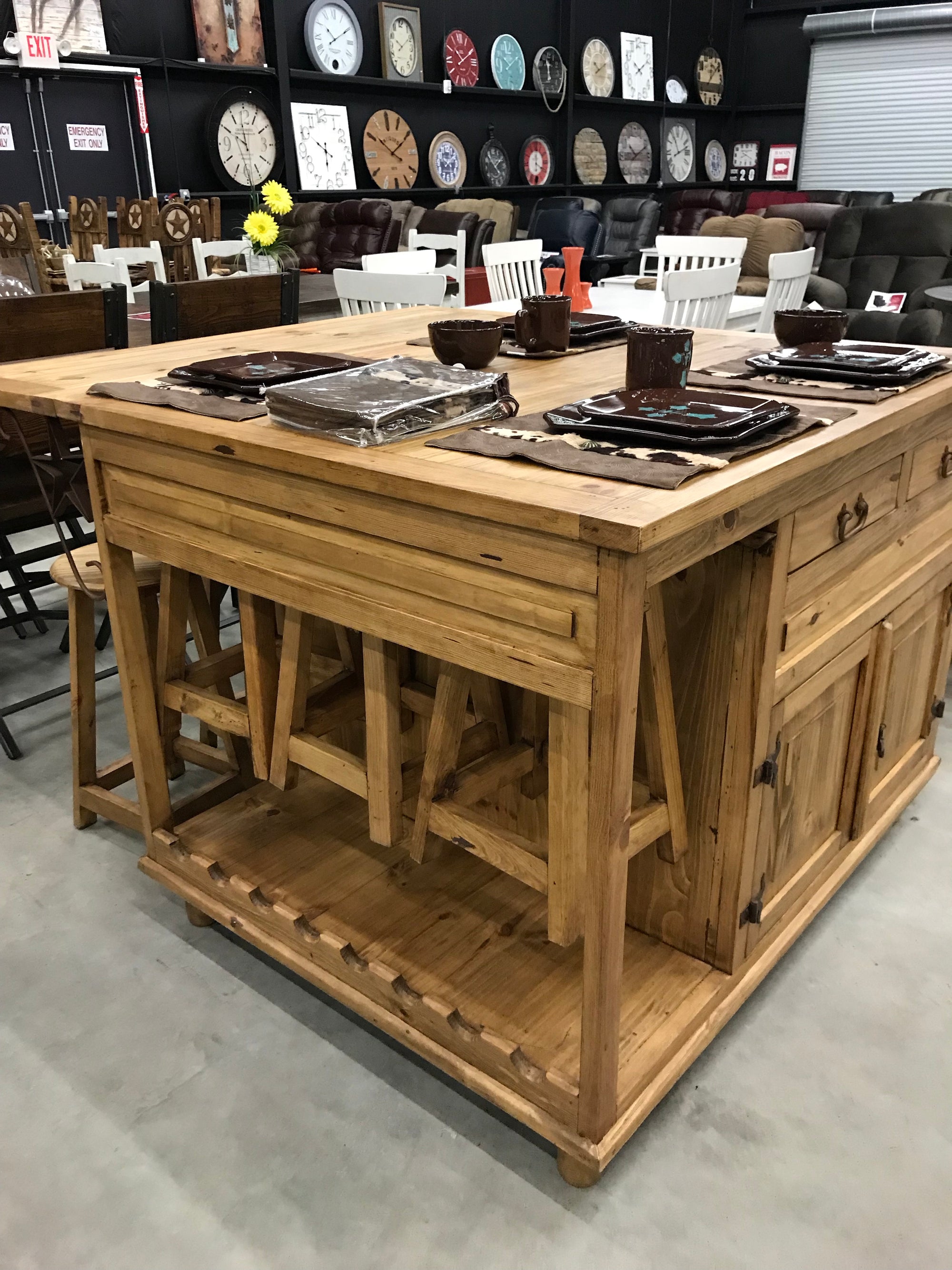 DG-ACC211FI Kitchen Island Bar with 6 Barstools