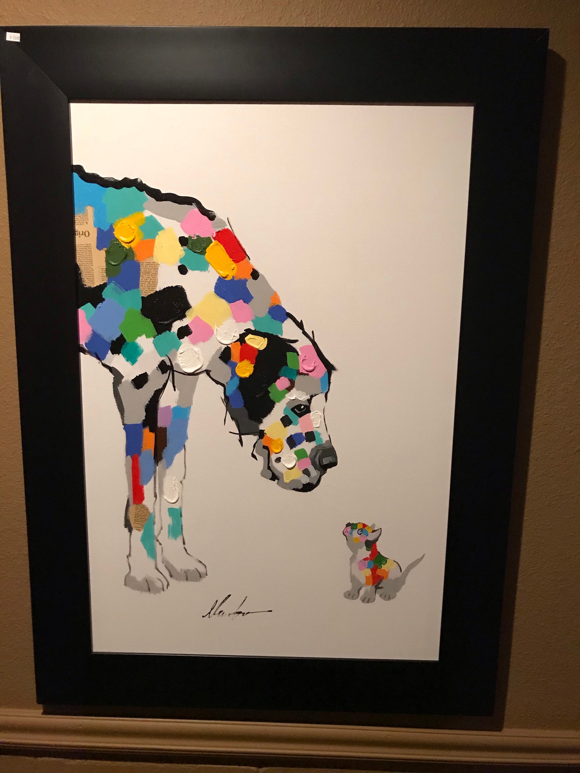Mosaic Dog and kitten in Frame