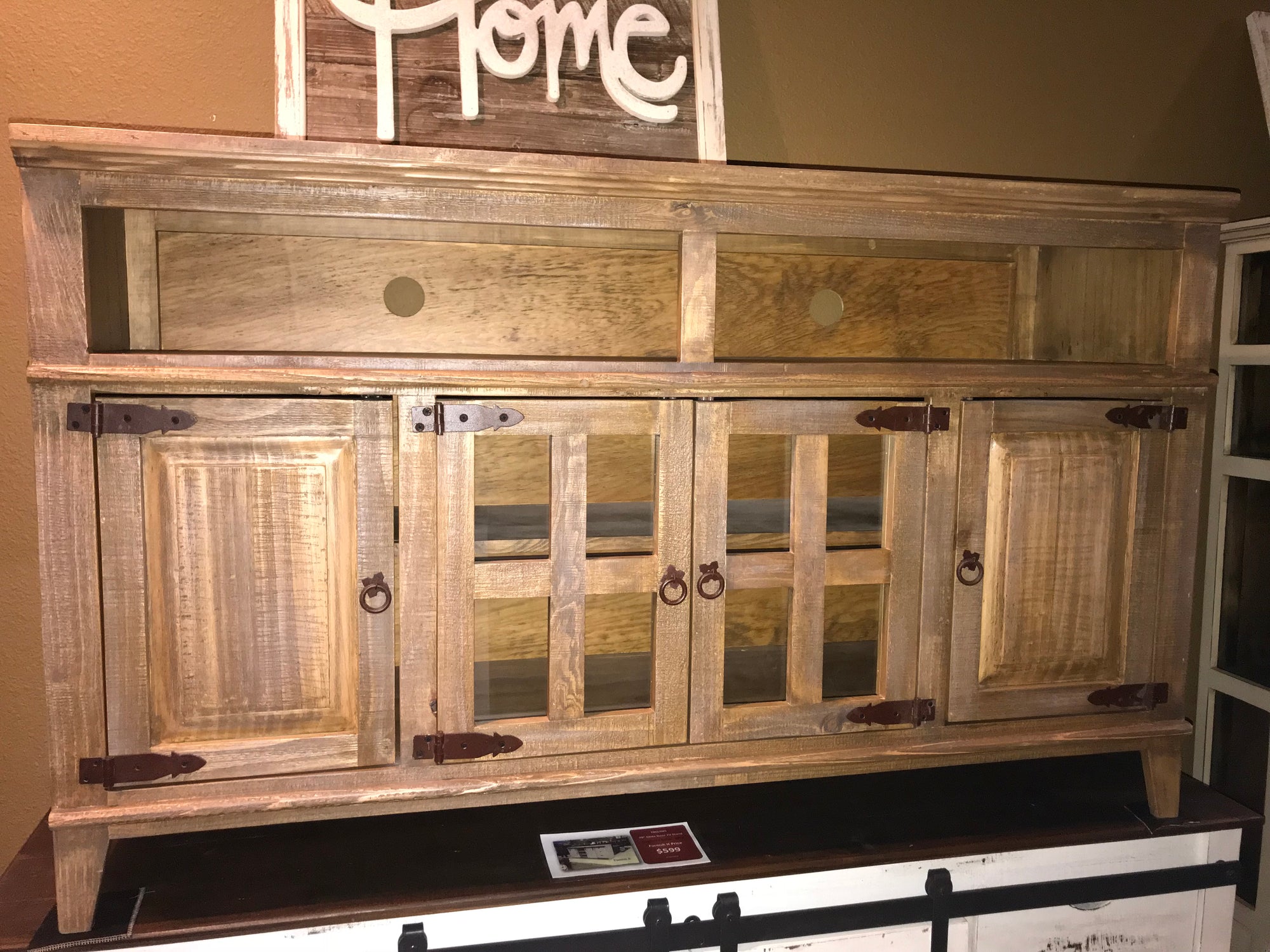 10-2-21-68FI Rustic Oak 4 Door Star TV Stand