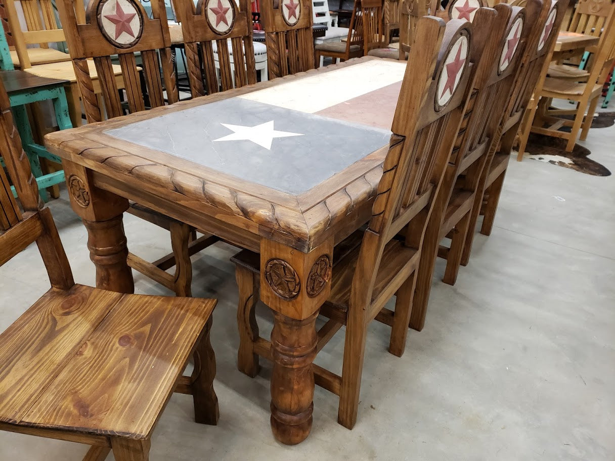 FLG-MES131 Texas Flag 7 Piece Dining Set