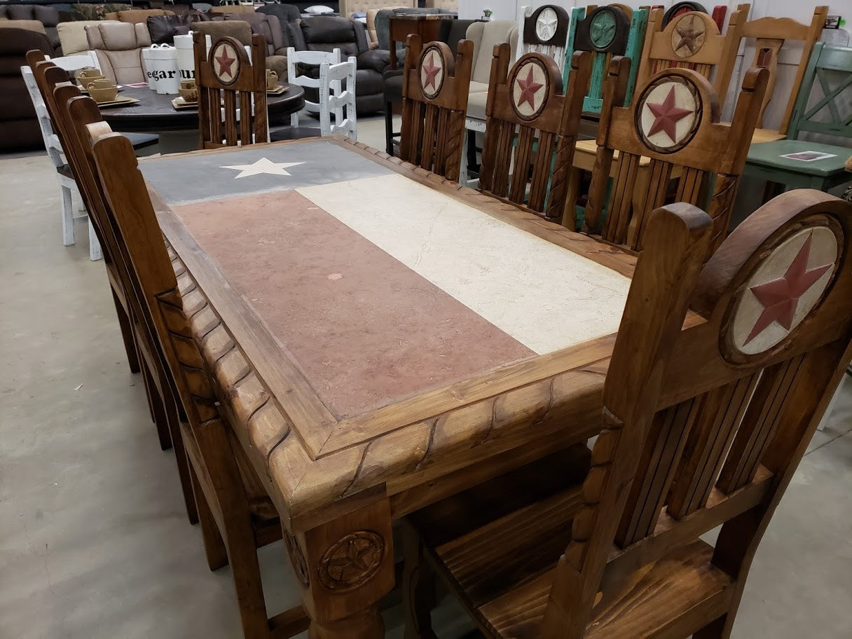FLG-MES131 Texas Flag 7 Piece Dining Set