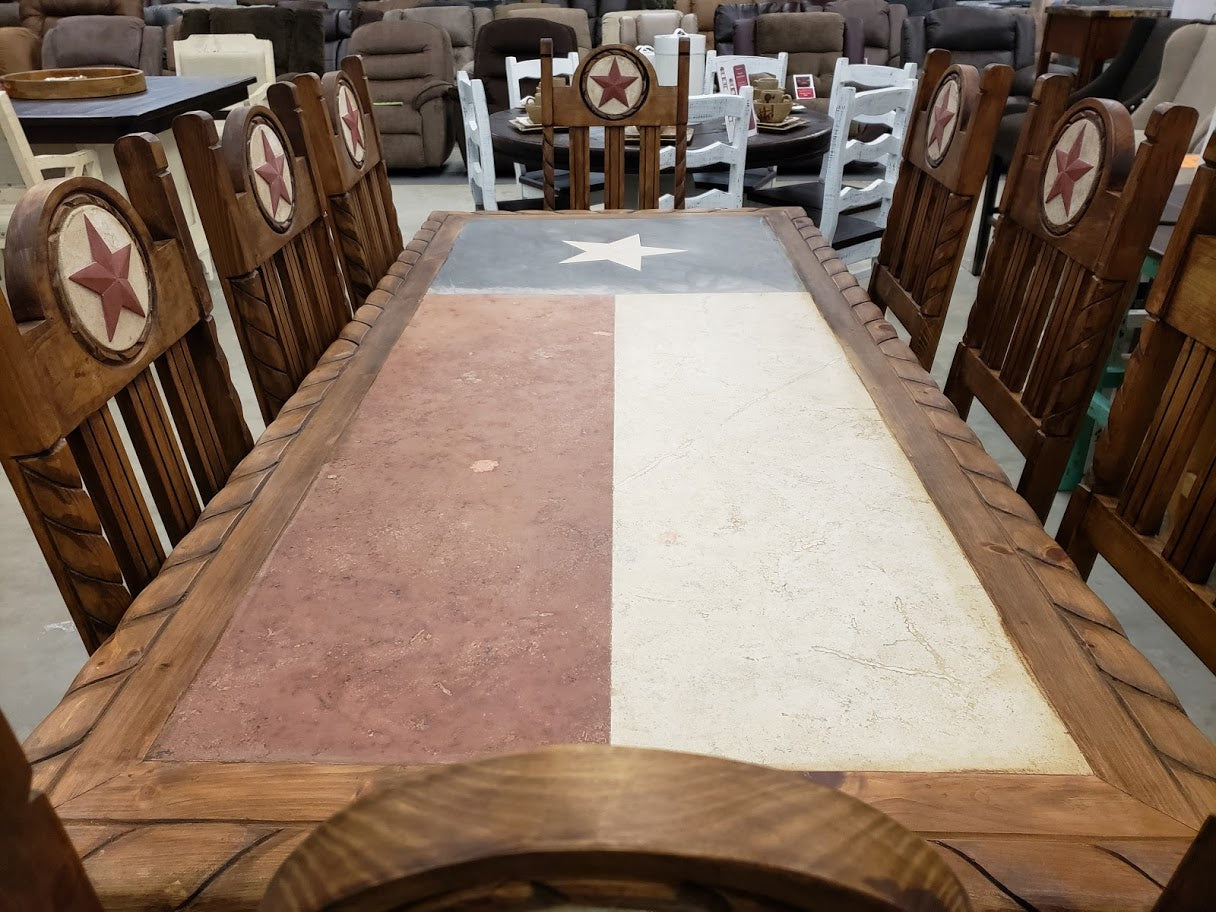 FLG-MES131 Texas Flag 7 Piece Dining Set