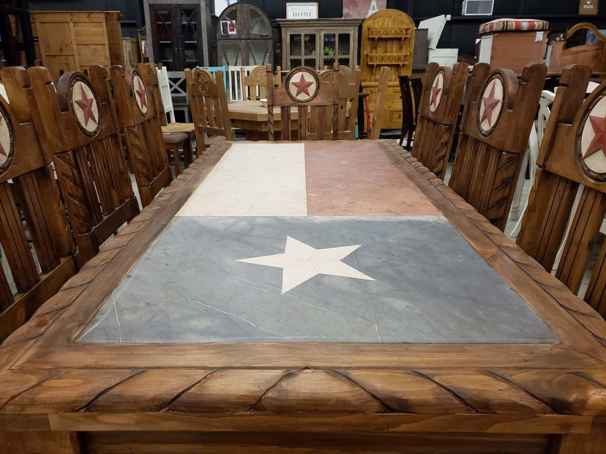 FLG-MES131 Texas Flag 7 Piece Dining Set