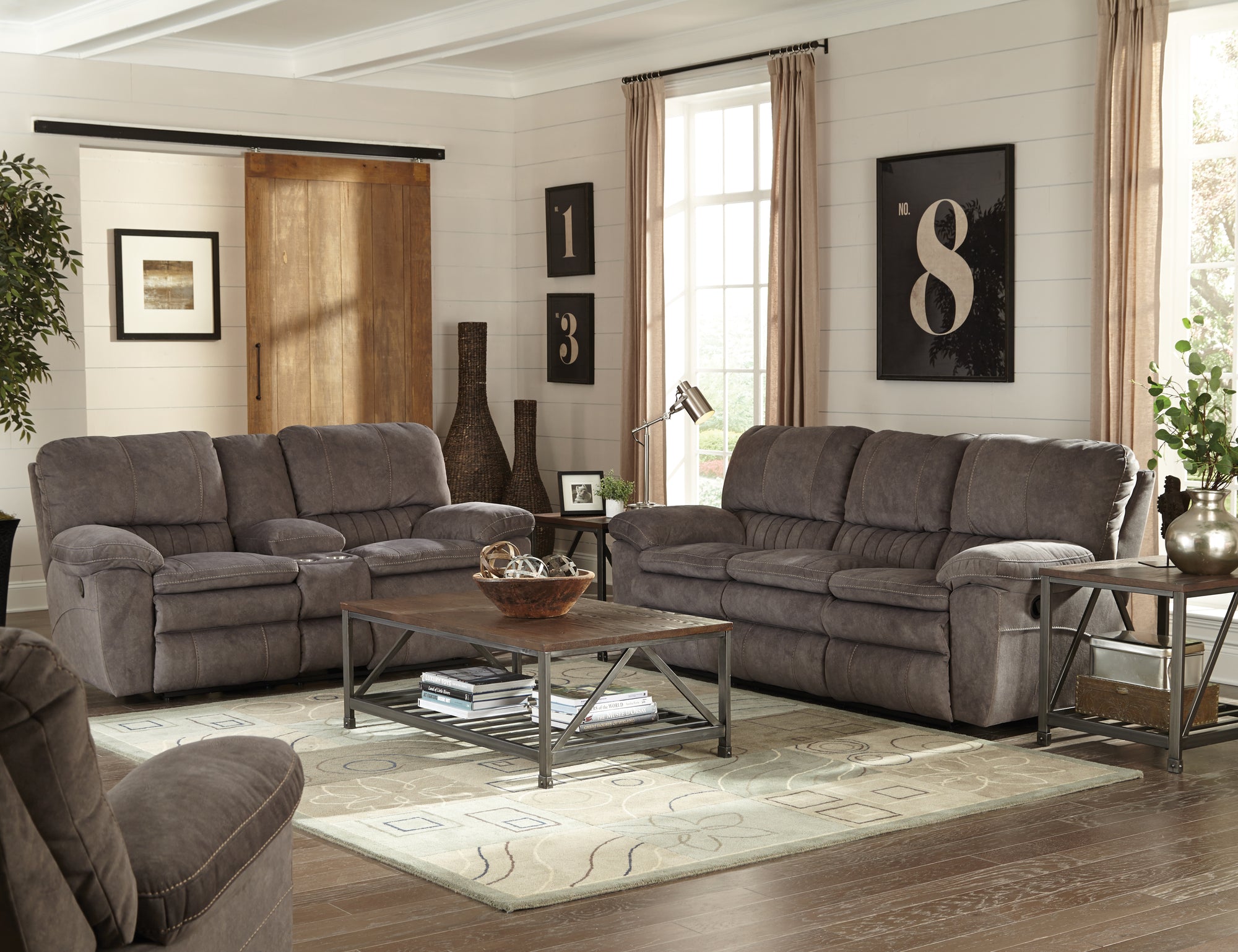 351 FI-CnJ Lay Flat Reclining Sofa and Loveseat