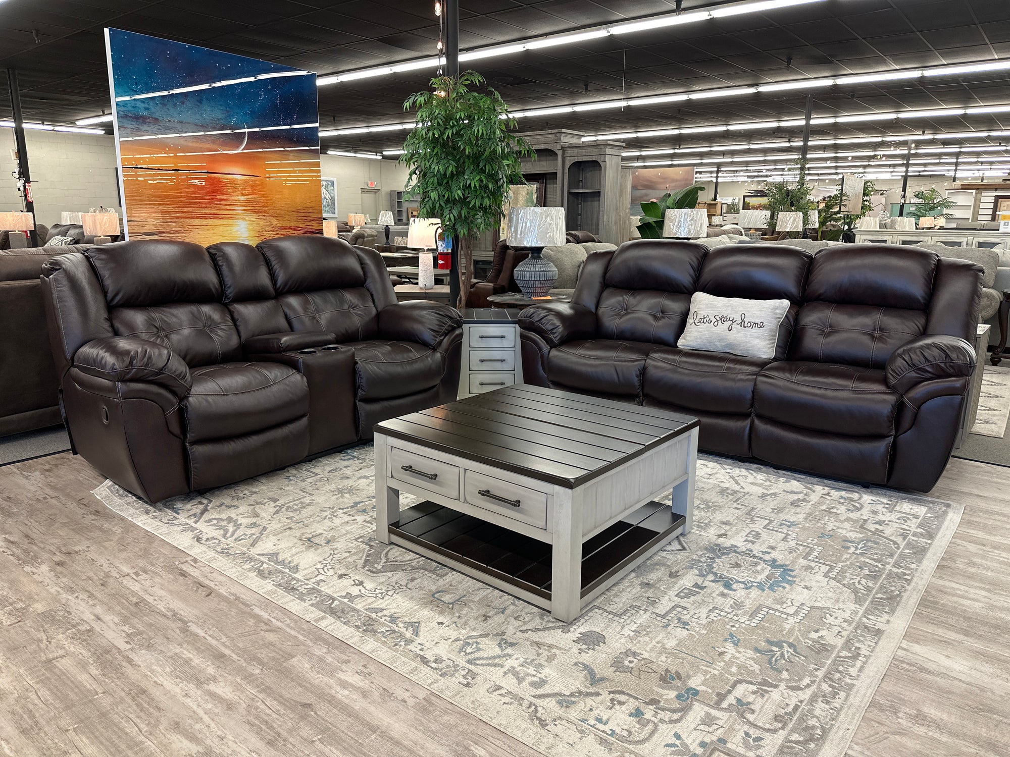 266-FI-HS Leather Reclining Sofa and Loveseat
