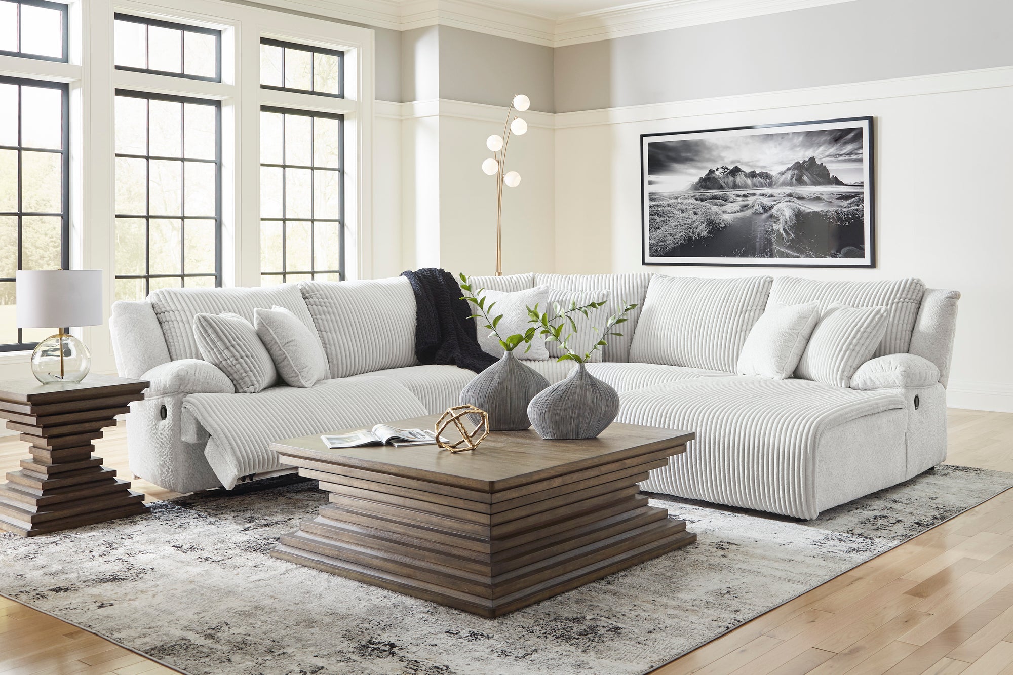 038-FI-A Reclining Corded Fabric 6pc Sectional