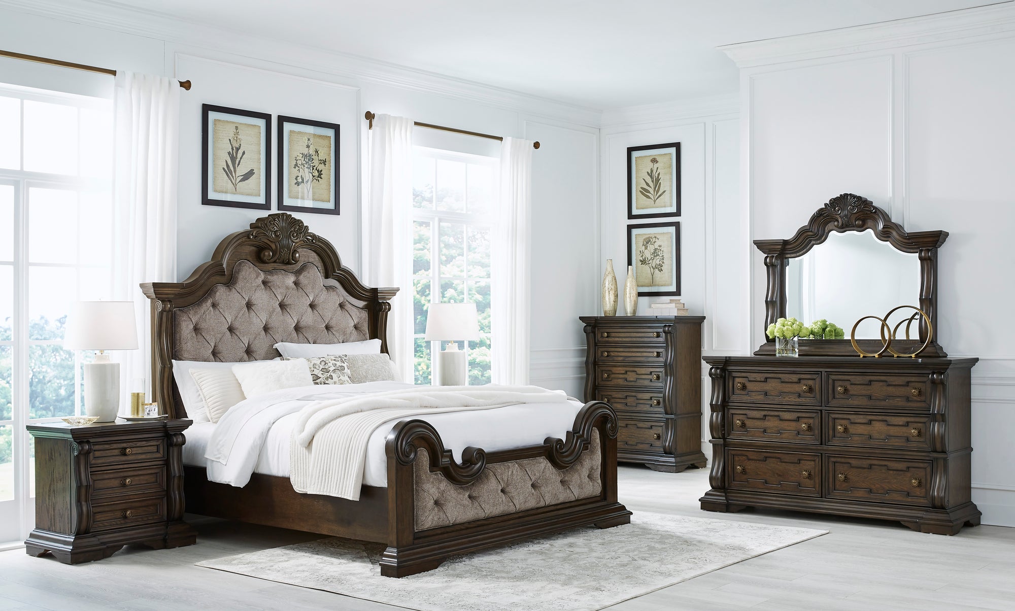 B058 FI-A Queen Upholstered Panel Bedroom Set