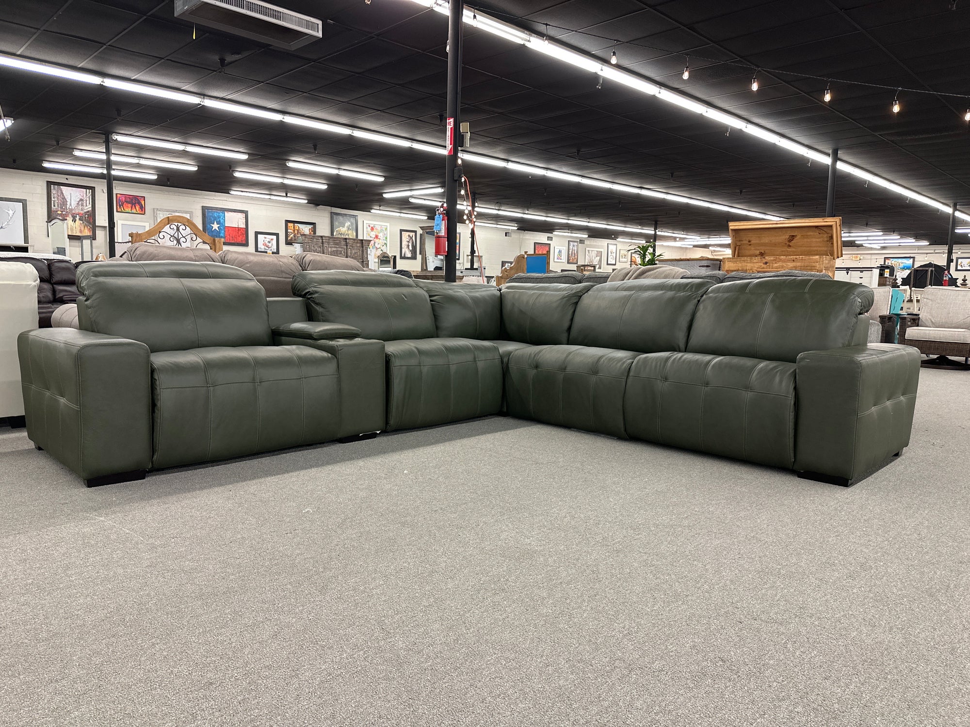 504 FI-CnJ 6pc Italian Leather Power Reclining Sectional