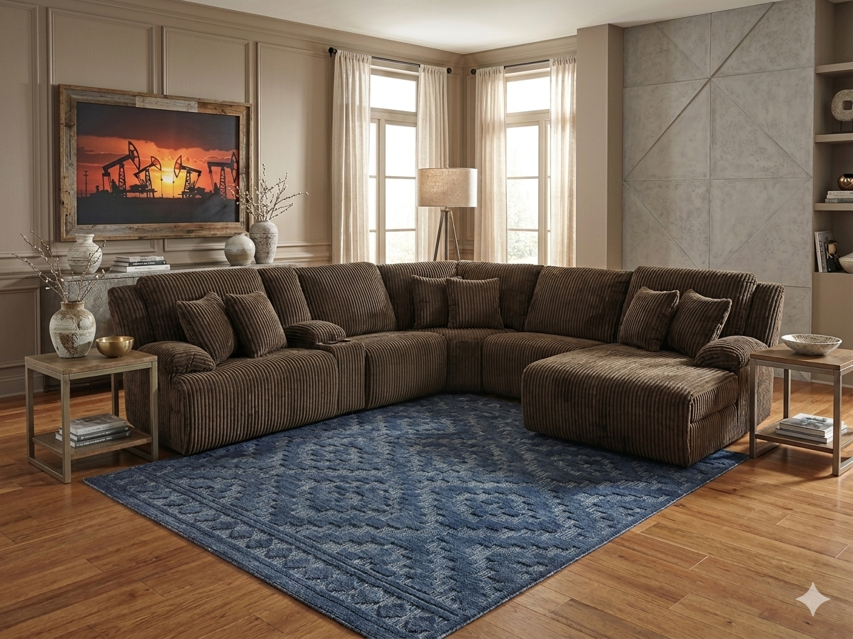 038-FI-A Reclining Corded Fabric 6pc Sectional