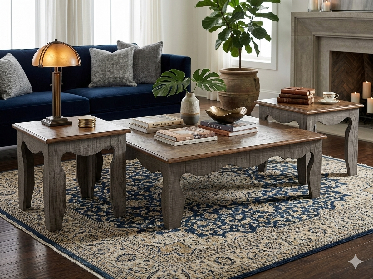 WCL-443 FI-J Cocktail with 2 WCL-444 FI-J End Tables (3pc Set)