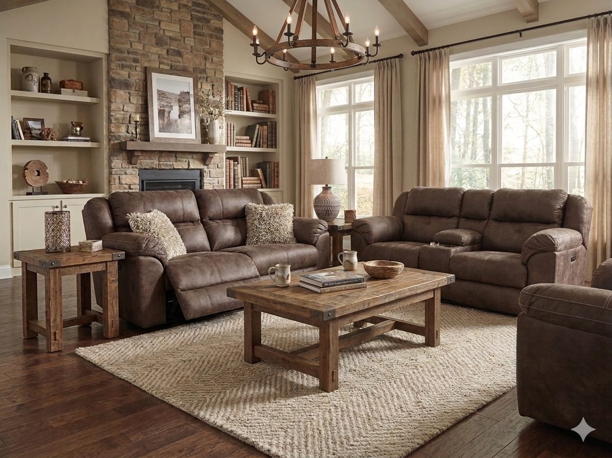290 FI-CnJ Power Sofa and Loveseat with Adjustable Headrest (Dark Brown)