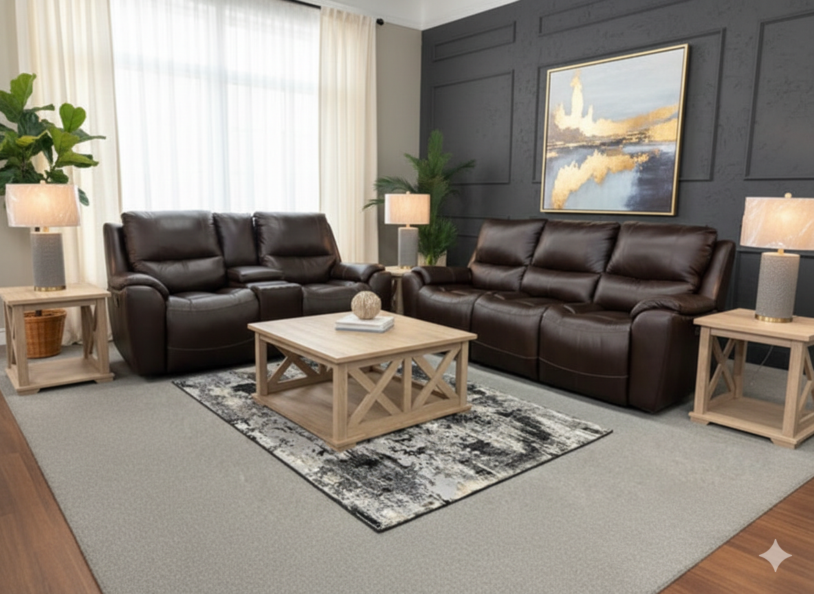 482 FI-SM Leather Power Reclining Sofa & Loveseat