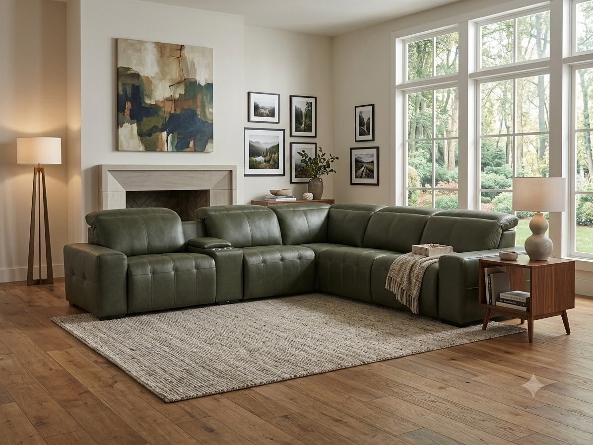 504 FI-CnJ 6pc Italian Leather Power Reclining Sectional