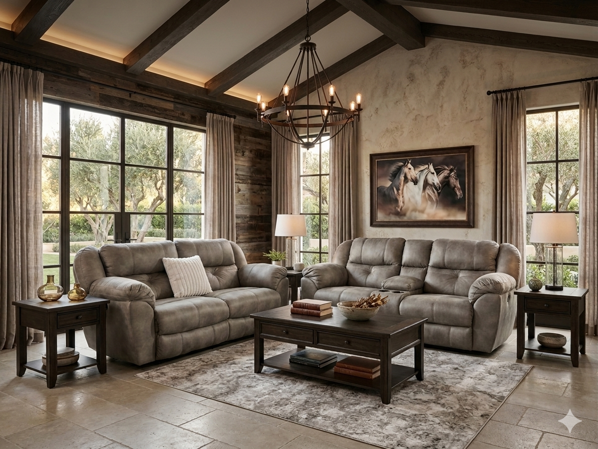 290 FI-CnJ Power Sofa and Loveseat with Adjustable Headrest (Steel)