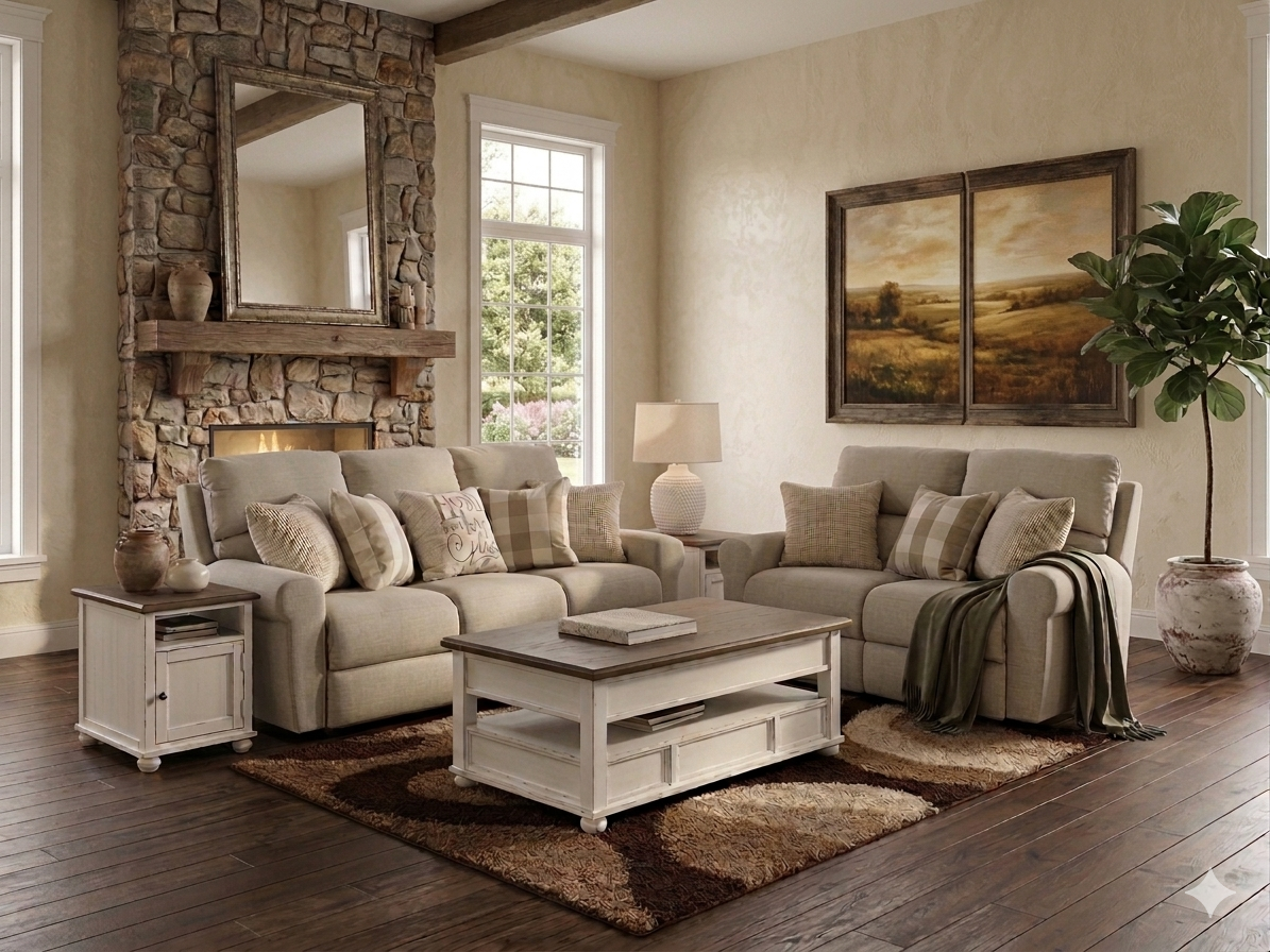 232 FI-CNJ Manual Lay Flat Reclining Sofa and Loveseat