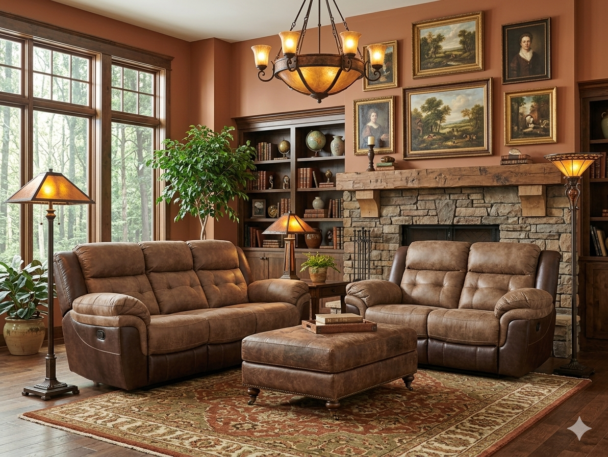 XW6267 FI-CHM Reclining Sofa and Loveseat (Two-Tone)