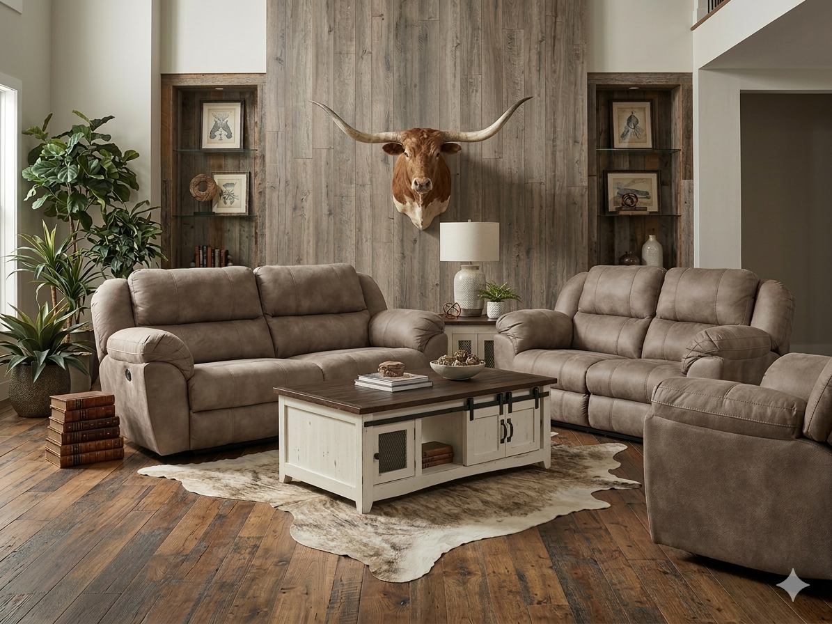 356 FI-CnJ Powered Lay Flat Reclining Sofa and Rocking Loveseat w/ Adj. Headrest,Lumbar and Heat and Massage