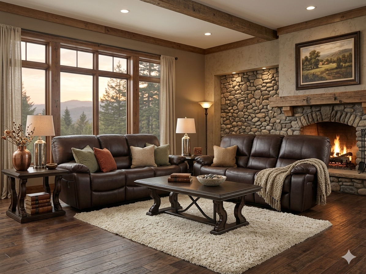 U549 FI-A Leather Reclining Sofa & Loveseat
