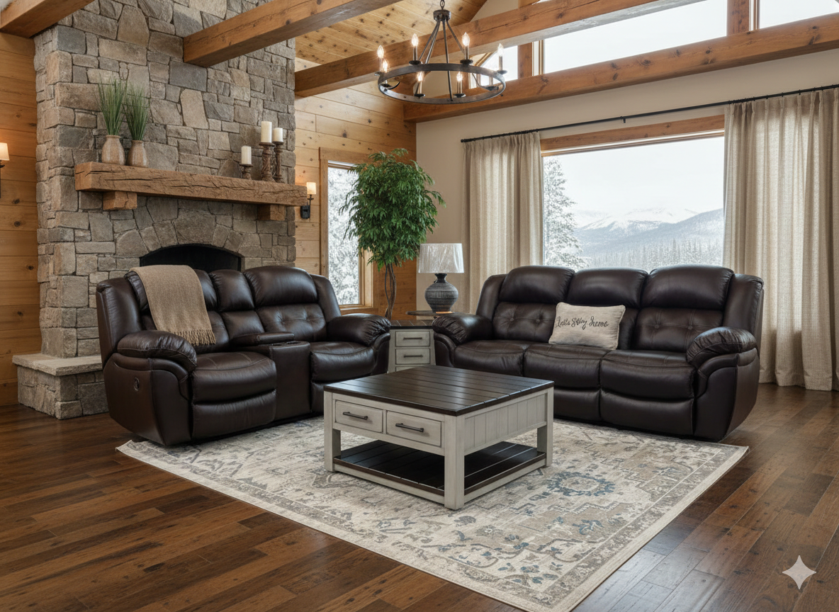 266-FI-HS Leather Reclining Sofa and Loveseat