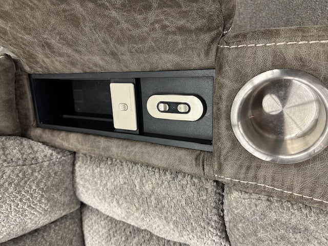 763 FI-F Powered Reclining Sofa & Loveseat W/Drop Down table & wireless Charging & Massage