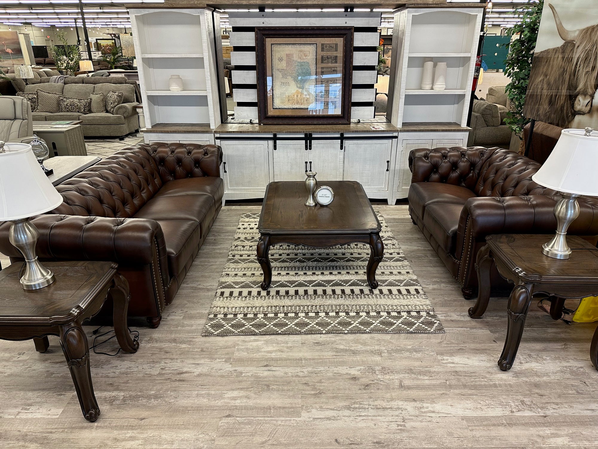 77096 FI-HL Leather Sofa & Lovesseat